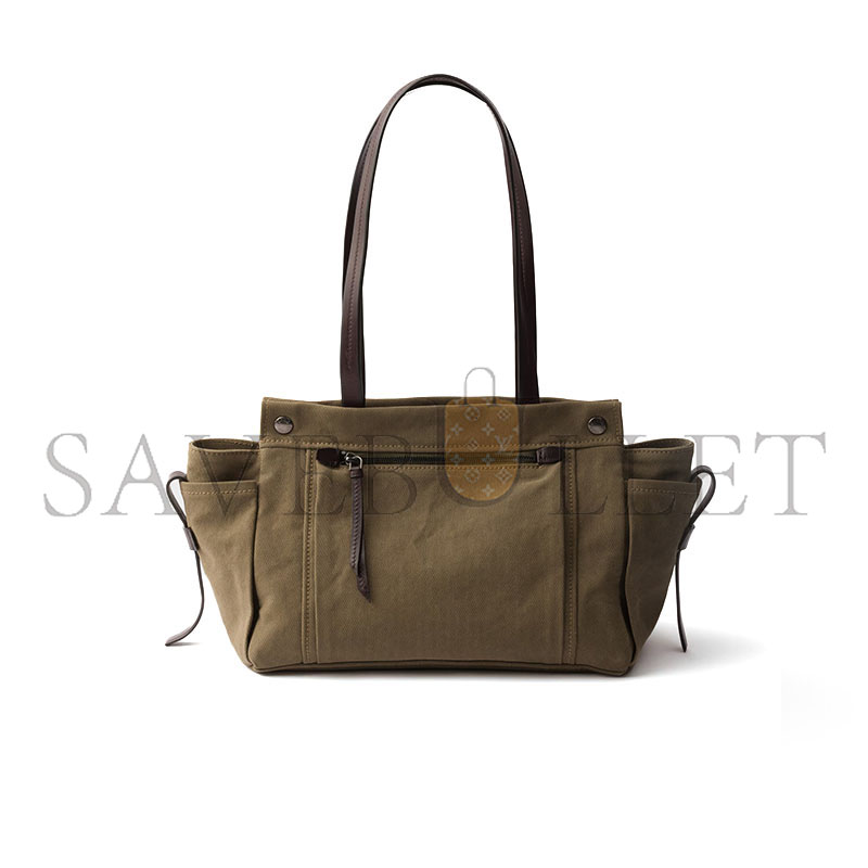 PRADA ROUTE LARGE CANVAS AND LEATHER TOTE BAG 1BG644 (34*25*17cm)